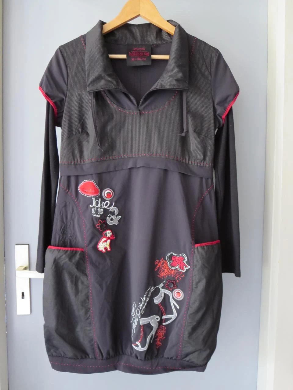 Robe originale Miss Sidecar - Noir et rouge - Taille L